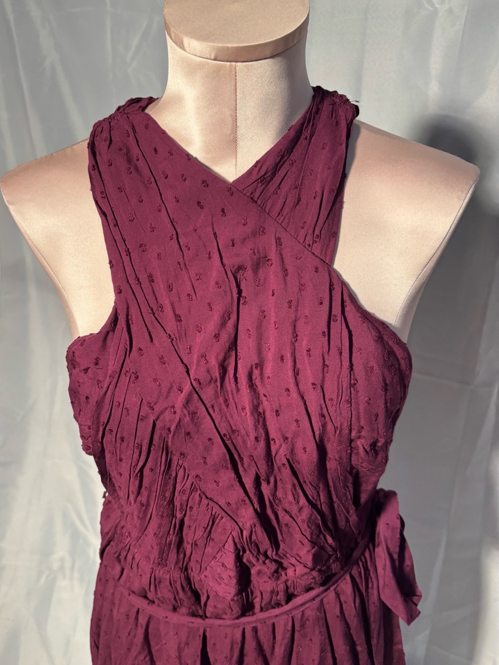 LOFT sleeveless textured Wrap Dress in Plum